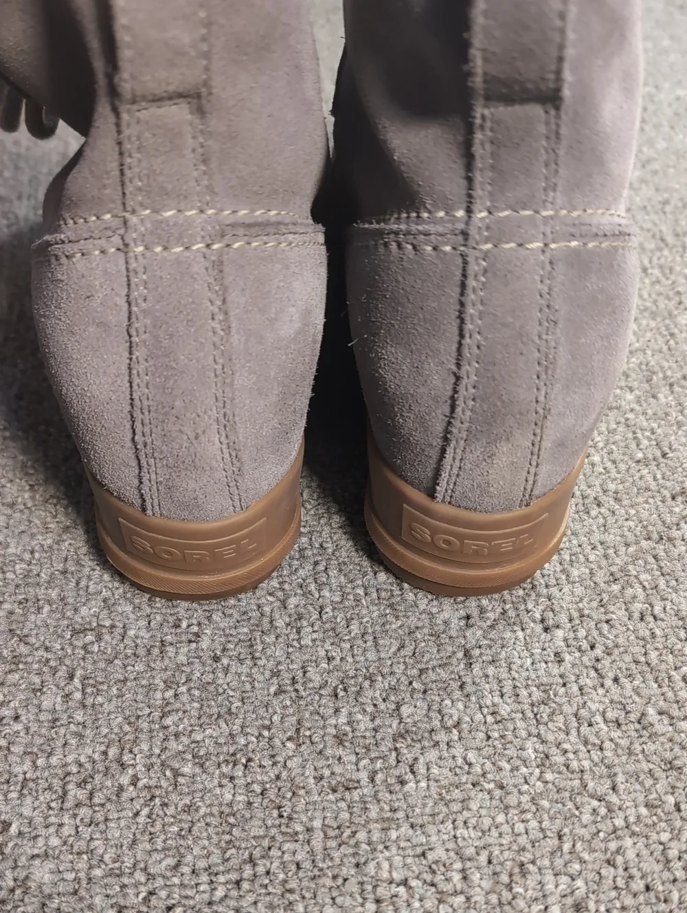 Sorel Evie Lace Wedge Ankle Booties Size 9.5 in Gray Suede